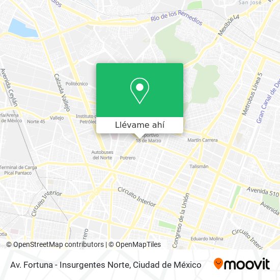 Mapa de Av. Fortuna - Insurgentes Norte