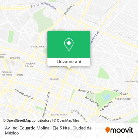 Mapa de Av. Ing. Eduardo Molina - Eje 5 Nte.