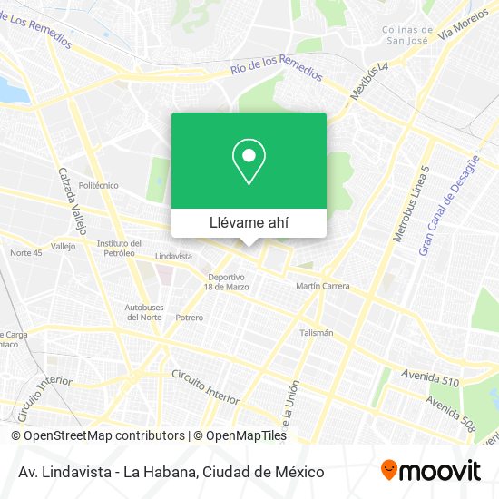 Mapa de Av. Lindavista - La Habana