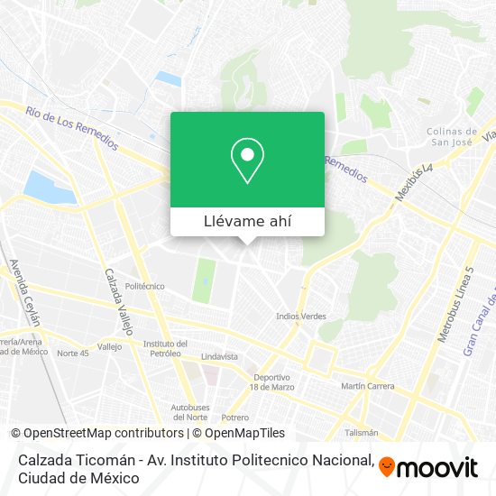 Mapa de Calzada Ticomán - Av. Instituto Politecnico Nacional