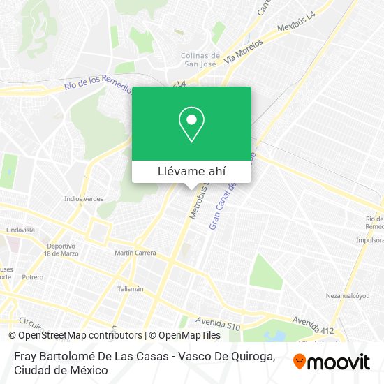 Cómo llegar a Fray Bartolomé De Las Casas - Vasco De Quiroga en Gustavo A.  Madero en Autobús o Metro?