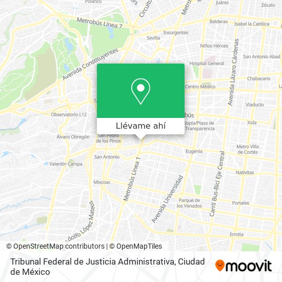 Mapa de Tribunal Federal de Justicia Administrativa