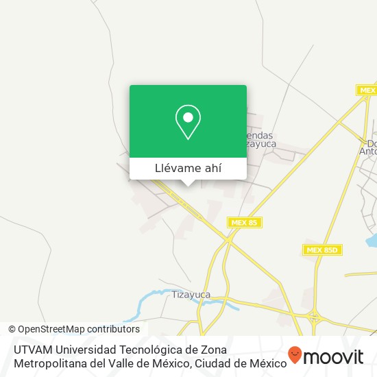 Mapa de UTVAM Universidad Tecnológica de Zona Metropolitana del Valle de México