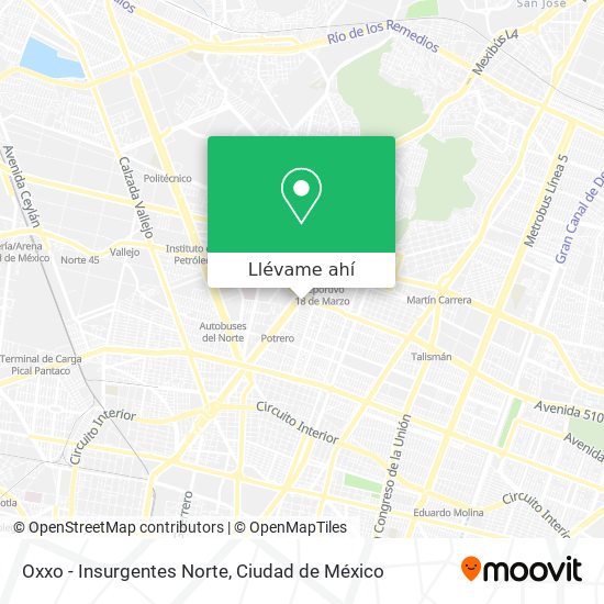 Mapa de Oxxo - Insurgentes Norte