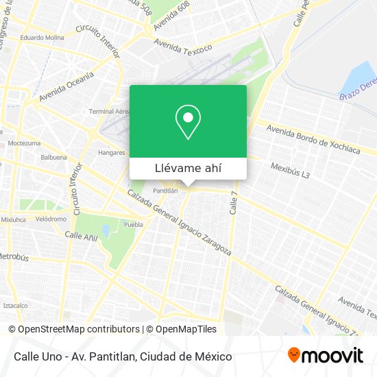 Mapa de Calle Uno - Av. Pantitlan