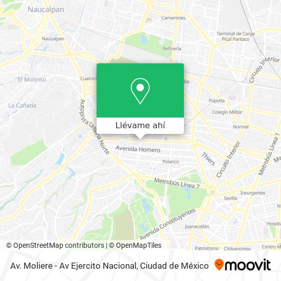 Cómo llegar a Av. Moliere - Av Ejercito Nacional en Naucalpan De Juárez en  Autobús o Metro?