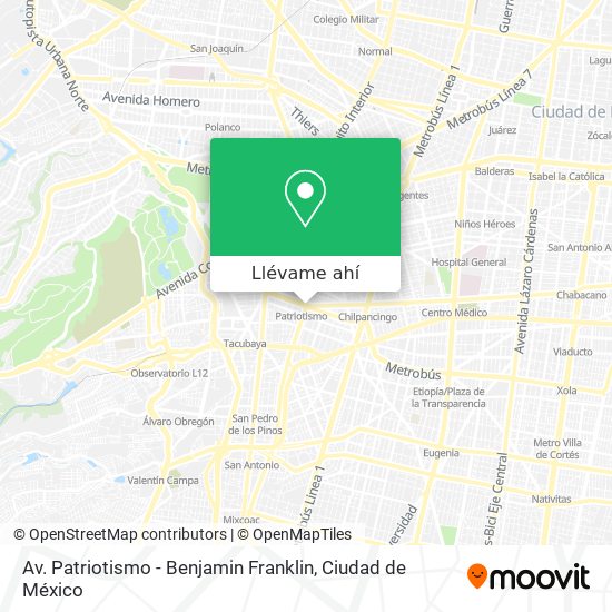 Cómo llegar a Av. Patriotismo - Benjamin Franklin en Miguel Hidalgo en  Autobús o Metro?