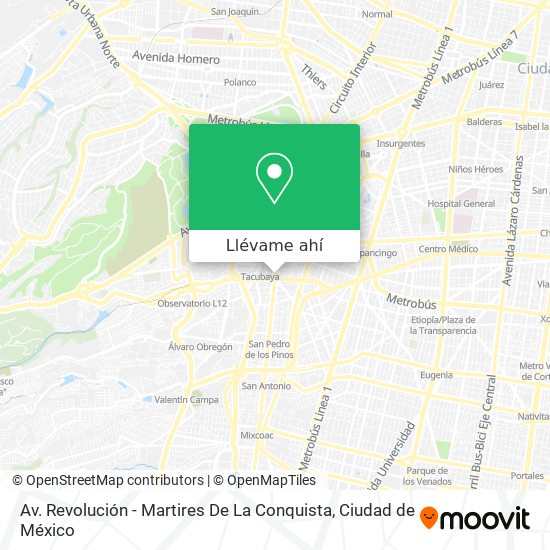 Mapa de Av. Revolución - Martires De La Conquista