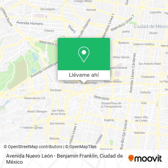 Mapa de Avenida Nuevo León - Benjamin Franklin