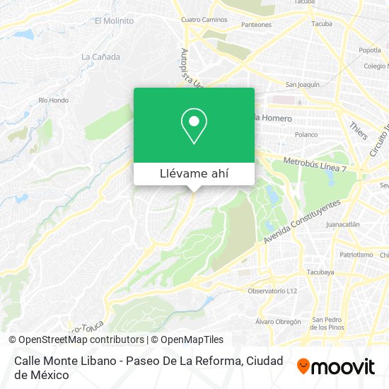 Mapa de Calle Monte Libano - Paseo De La Reforma