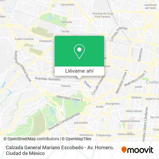 Mapa de Calzada General Mariano Escobedo - Av. Homero