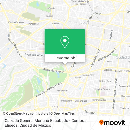 Mapa de Calzada General Mariano Escobedo - Campos Eliseos