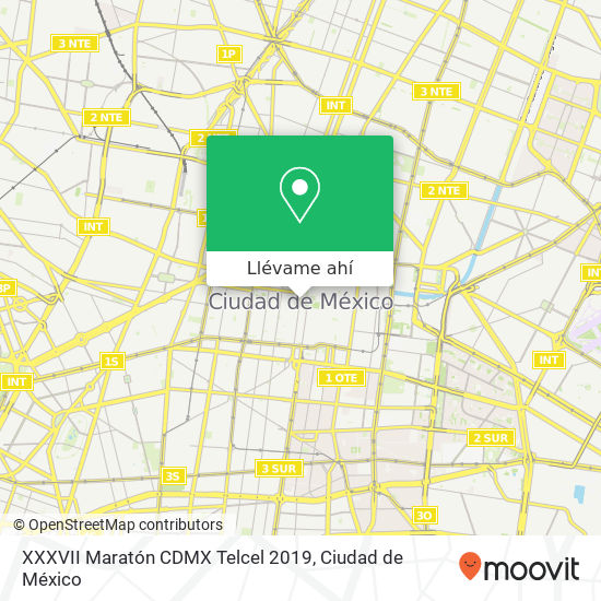 Mapa de XXXVII Maratón CDMX Telcel 2019