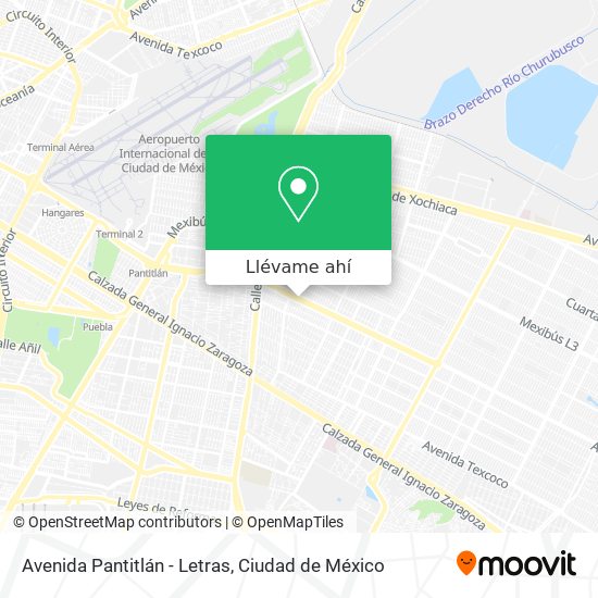 Mapa de Avenida Pantitlán - Letras