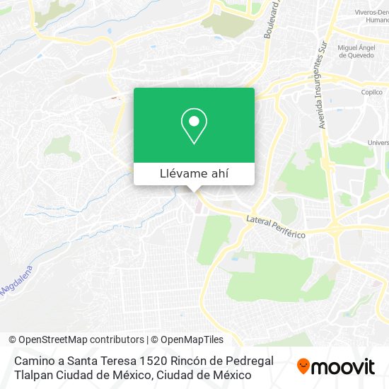 Mapa de Camino a Santa Teresa 1520  Rincón de Pedregal  Tlalpan  Ciudad de México