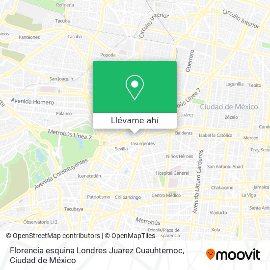 Mapa de Florencia esquina Londres  Juarez  Cuauhtemoc