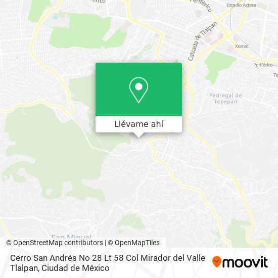 Mapa de Cerro San Andrés No  28 Lt  58 Col  Mirador del Valle Tlalpan