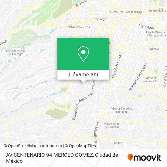 Mapa de AV  CENTENARIO 94 MERCED GOMEZ