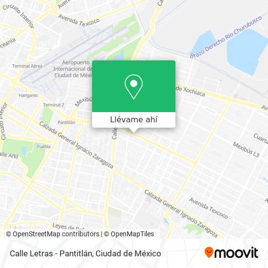 Mapa de Calle Letras - Pantitlán