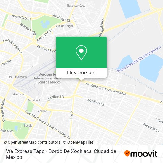 Mapa de Vía Express Tapo - Bordo De Xochiaca