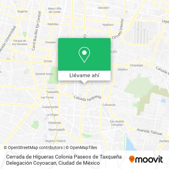 Mapa de Cerrada de Higueras  Colonia Paseos de Taxqueña  Delegación Coyoacan