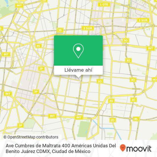 Mapa de Ave  Cumbres de Maltrata  400  Américas Unidas  Del  Benito Juárez  CDMX