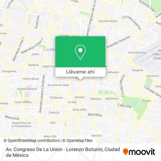 Mapa de Av. Congreso De La Union - Lorenzo Boturini
