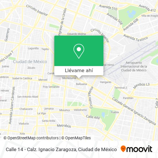 Mapa de Calle 14 - Calz. Ignacio Zaragoza