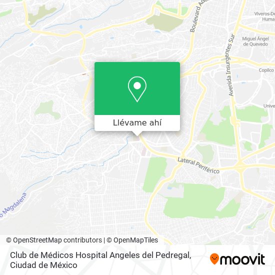 Mapa de Club de Médicos Hospital Angeles del Pedregal