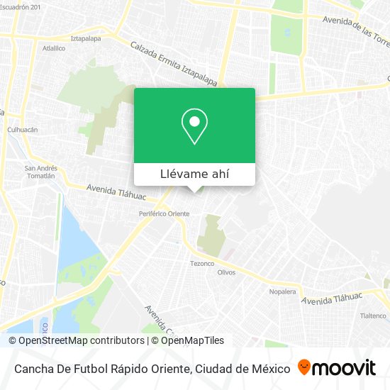 Mapa de Cancha De Futbol Rápido Oriente