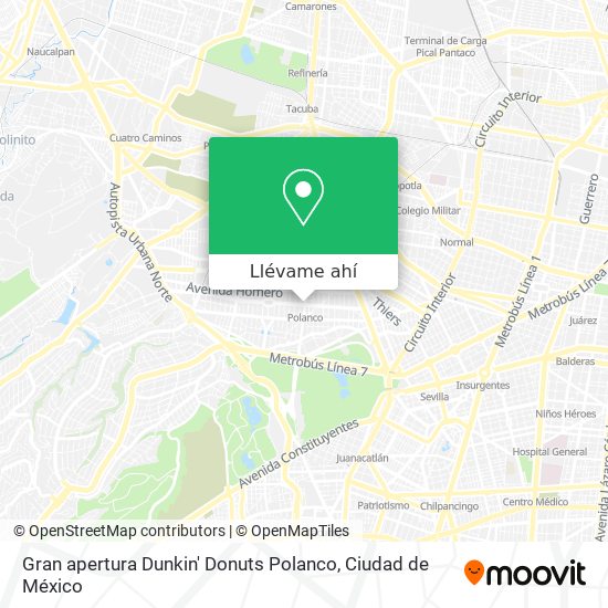 Mapa de Gran apertura Dunkin' Donuts Polanco