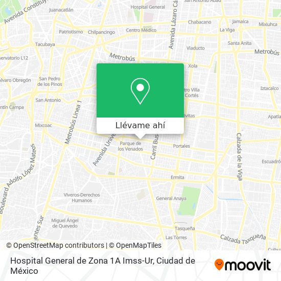 Mapa de Hospital General de Zona 1A Imss-Ur