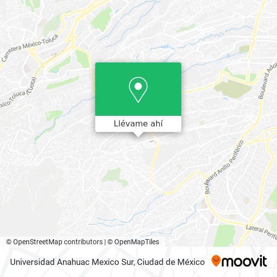 Mapa de Universidad Anahuac Mexico Sur