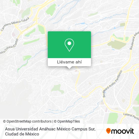 Mapa de Asua Universidad Anáhuac México Campus Sur