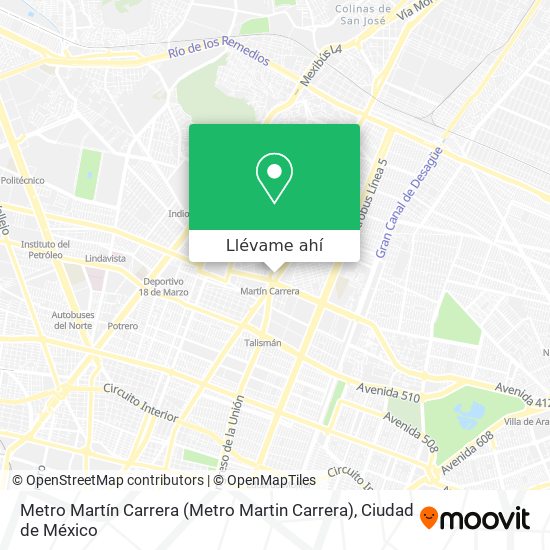 Mapa de Metro Martín Carrera (Metro Martin Carrera)