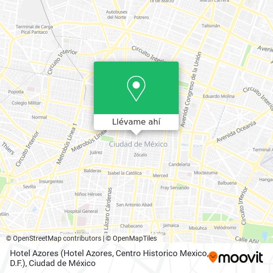 Mapa de Hotel Azores (Hotel Azores, Centro Historico Mexico, D.F.)