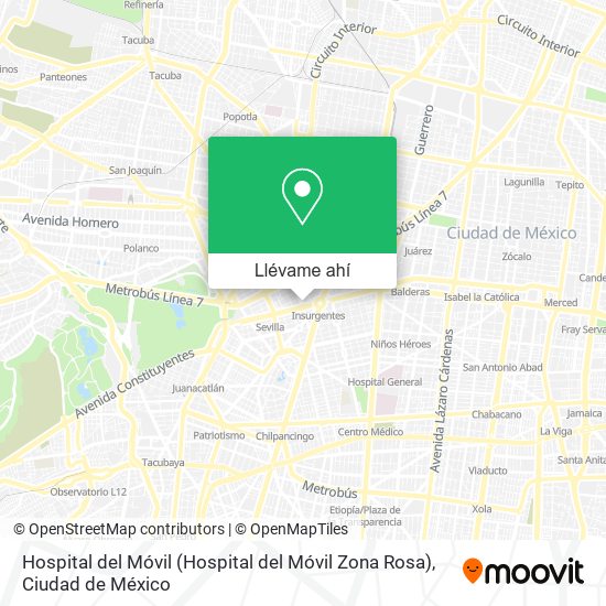 Mapa de Hospital del Móvil (Hospital del Móvil Zona Rosa)
