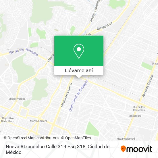 Mapa de Nueva Atzacoalco Calle 319 Esq 318