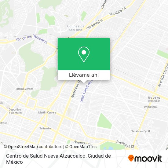 Mapa de Centro de Salud Nueva Atzacoalco