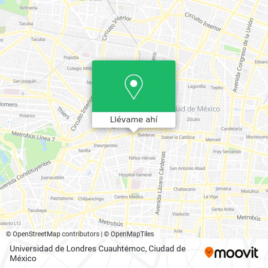 Mapa de Universidad de Londres Cuauhtémoc