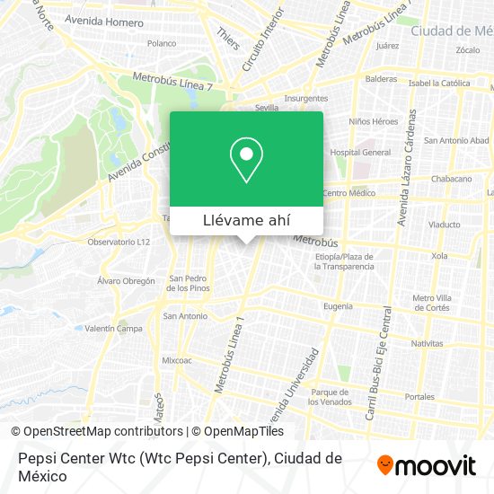 Cómo llegar a Pepsi Center Wtc en Miguel Hidalgo en Autobús o Metro?