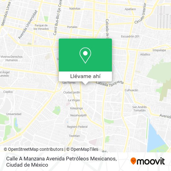 Mapa de Calle A Manzana Avenida Petróleos Mexicanos