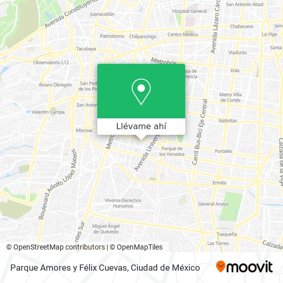 Mapa de Parque Amores y Félix Cuevas