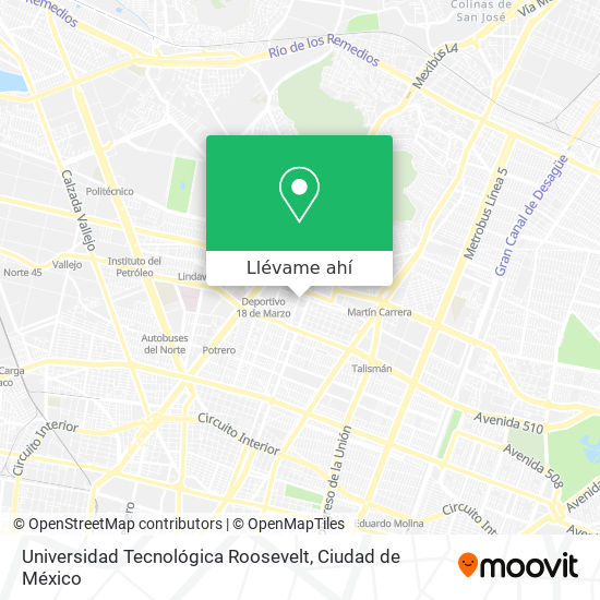 Mapa de Universidad Tecnológica Roosevelt