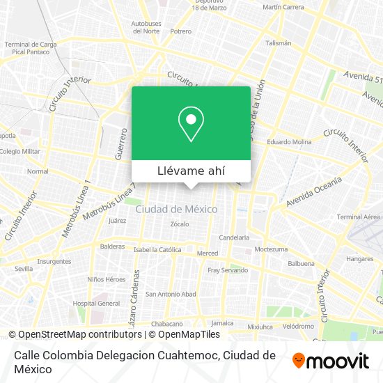 Mapa de Calle Colombia Delegacion Cuahtemoc