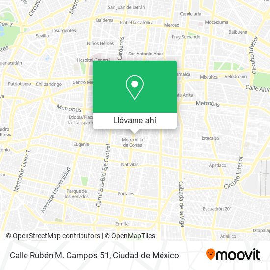 Mapa de Calle Rubén M. Campos 51