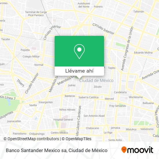 Mapa de Banco Santander Mexico sa