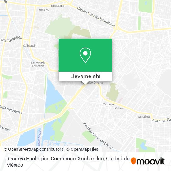 Mapa de Reserva Ecologica Cuemanco-Xochimilco