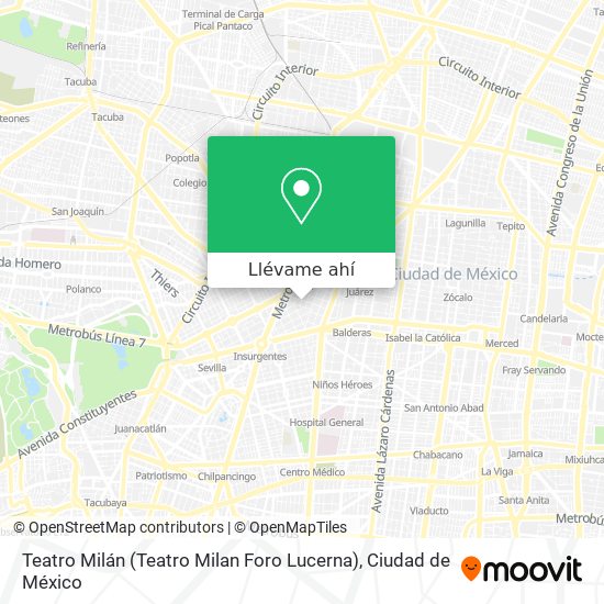 Mapa de Teatro Milán (Teatro Milan Foro Lucerna)