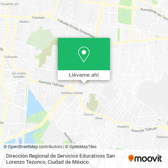 Mapa de Dirección Regional de Servicios Educativos San Lorenzo Tezonco